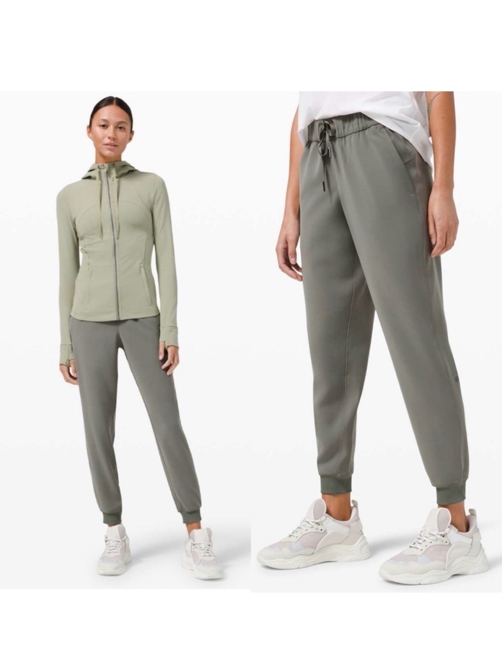 Lululemon On The Fly Jogger sz 6 Grey Sage, OTF Travel Woven fabric stretch